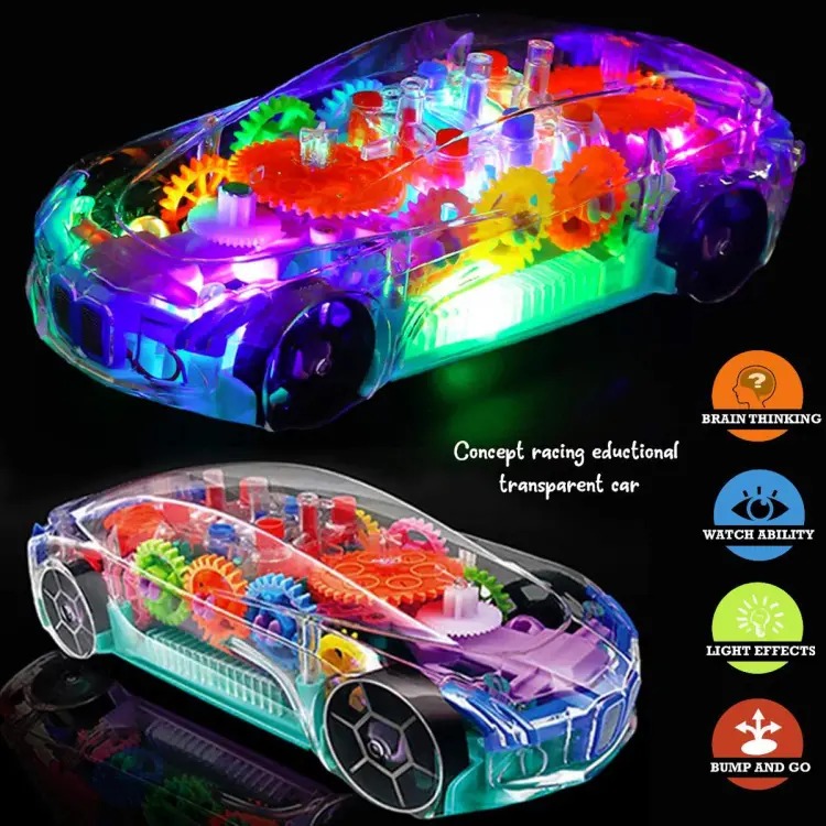Gear Racing Transparent Light Up Colorful LED Music Car